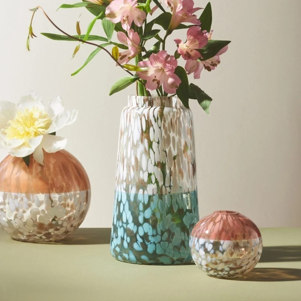 Anthropologie Small Pink Bela Glass  Art Vase